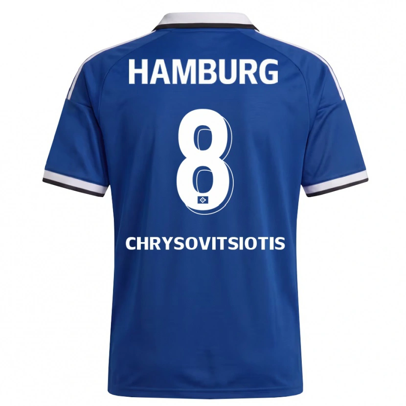 Danxen Mulher Camisola Stefanos Chrysovitsiotis #8 Branco Azul Alternativa 2026/27 Camisa