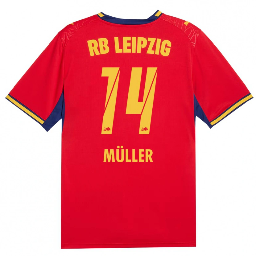 Danxen Mulher Camisola Hannes Müller #14 Vermelho Amarelo Azul Real Alternativa 2026/27 Camisa