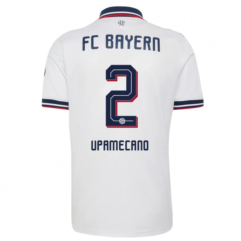 Danxen Mulher Camisola Dayot Upamecano #2 Cinza Branco Vermelho Alternativa 2026/27 Camisa