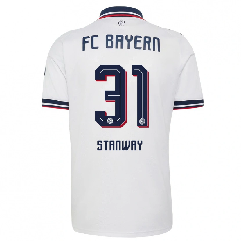 Danxen Mulher Camisola Georgia Stanway #31 Cinza Branco Vermelho Alternativa 2026/27 Camisa