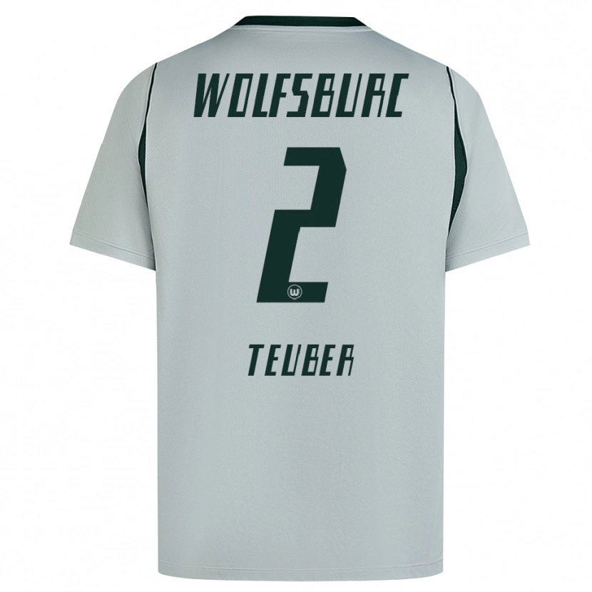 Danxen Mulher Camisola Julius Teuber #2 Cinza Verde Alternativa 2026/27 Camisa