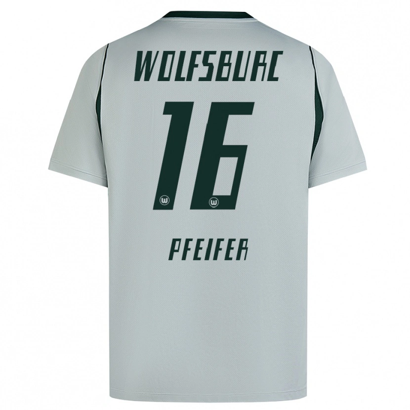 Danxen Mulher Camisola Leo Pfeifer #16 Cinza Verde Alternativa 2026/27 Camisa
