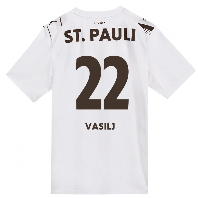 Danxen Mulher Camisola Nikola Vasilj #22 Café Branco Vermelho Alternativa 2026/27 Camisa