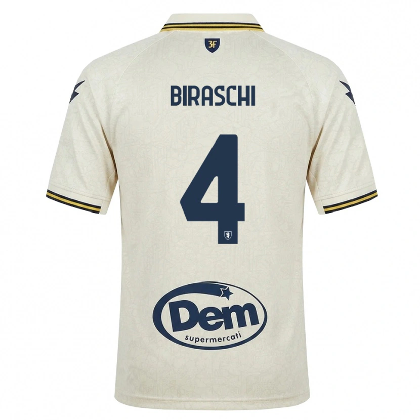 Danxen Mulher Camisola Davide Biraschi #4 Amarelo Renda Velha Preto Alternativa 2026/27 Camisa