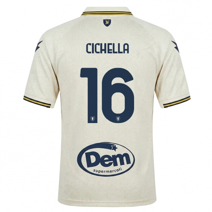 Danxen Mulher Camisola Matteo Cichella #16 Amarelo Renda Velha Preto Alternativa 2026/27 Camisa