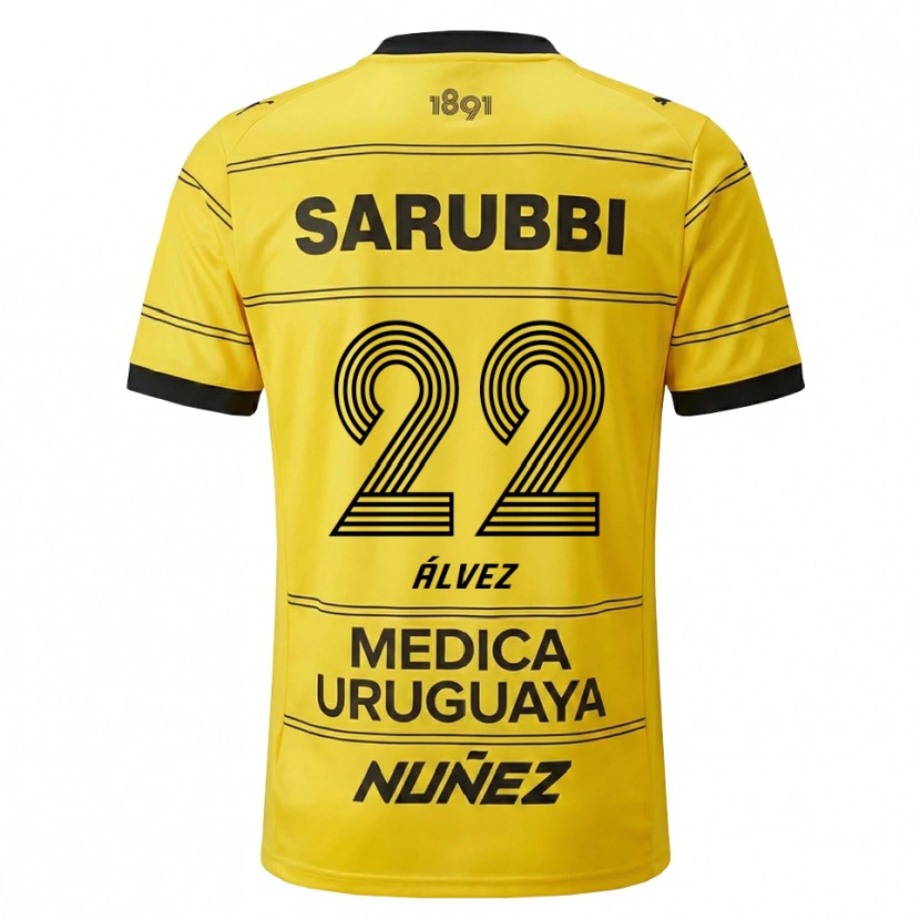 Danxen Mulher Camisola Facundo Álvez #22 Amarelo Preto Alternativa 2026/27 Camisa