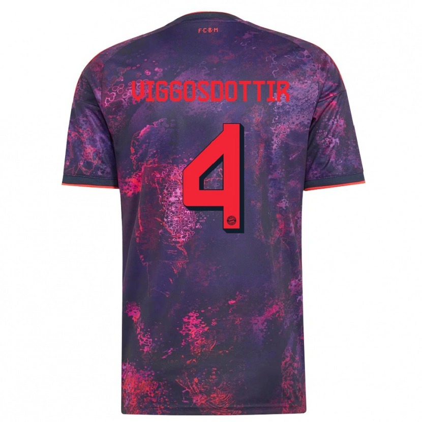 Danxen Mulher Camisola Glódís Perla Viggósdóttir #4 Vermelho Púrpura Terceiro 2026/27 Camisa