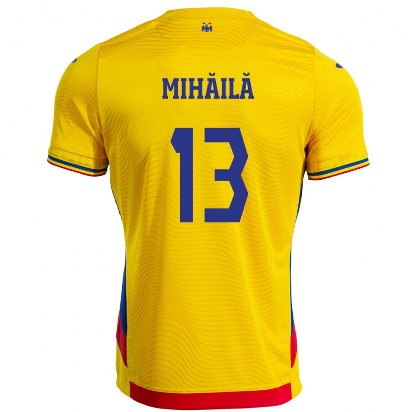 Danxen Criança Camisola Romênia Valentin Mihăilă #13 Amarelo Principal 24-26 Camisa