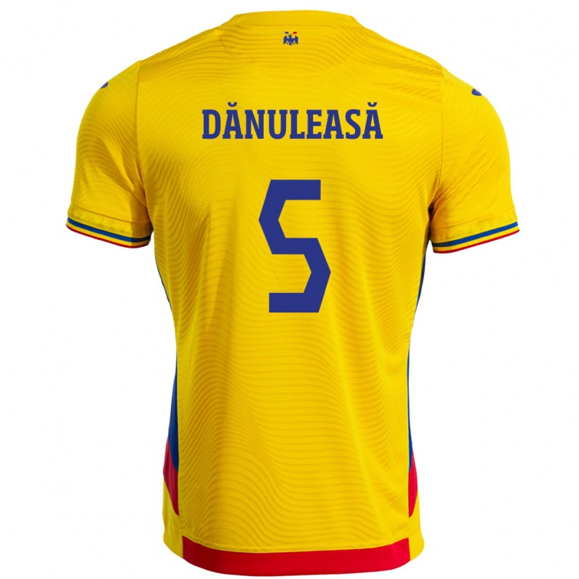 Danxen Criança Camisola Romênia Gabriel Dănuleasă #5 Amarelo Principal 24-26 Camisa