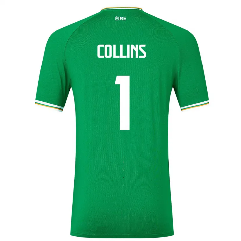 Danxen Criança Camisola Irlanda Joe Collins #1 Verde Principal 24-26 Camisa