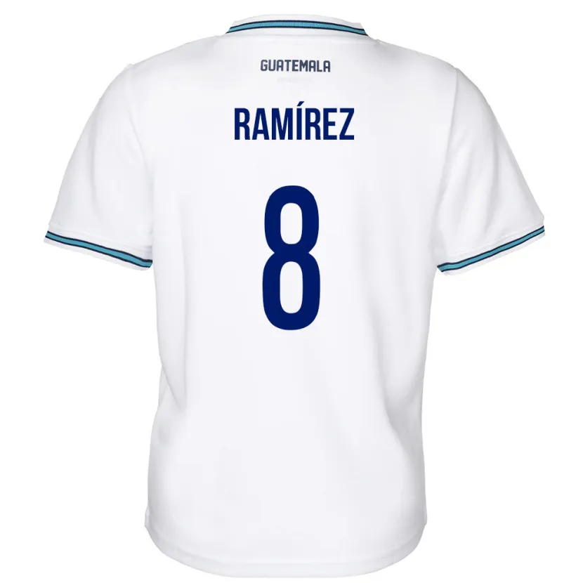 Danxen Criança Camisola Guatemala Dennis Ramírez #8 Branco Principal 24-26 Camisa