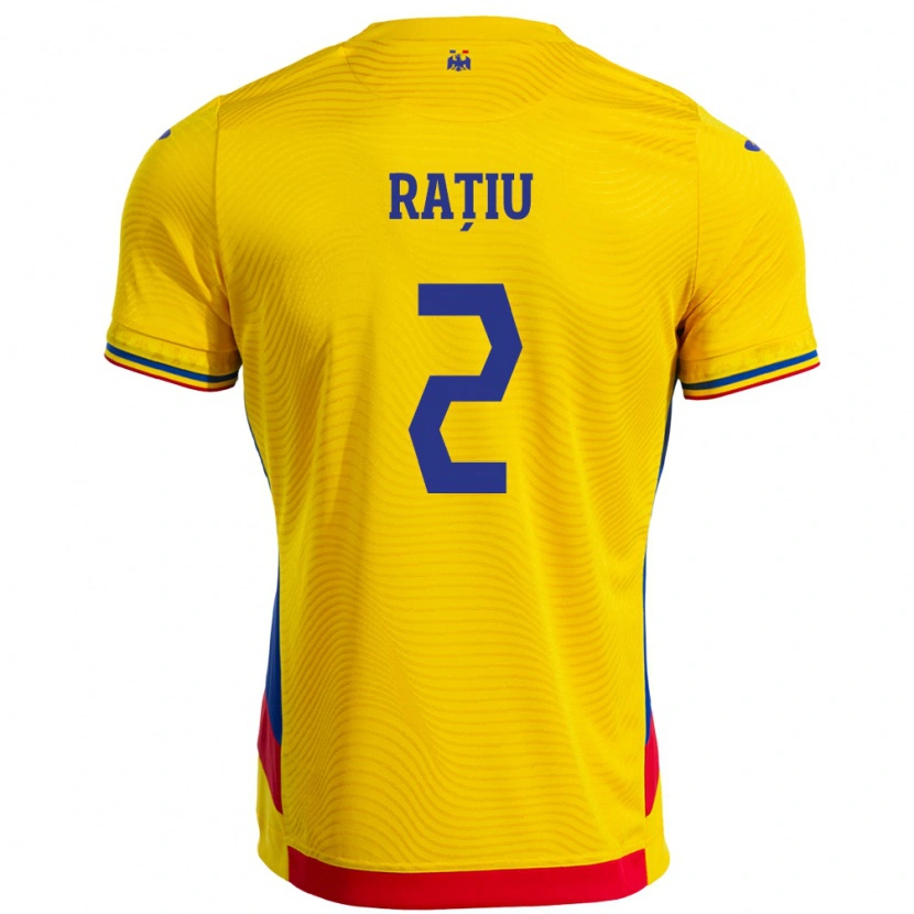 Danxen Homem Camisola Romênia Andrei Rațiu #2 Amarelo Principal 24-26 Camisa