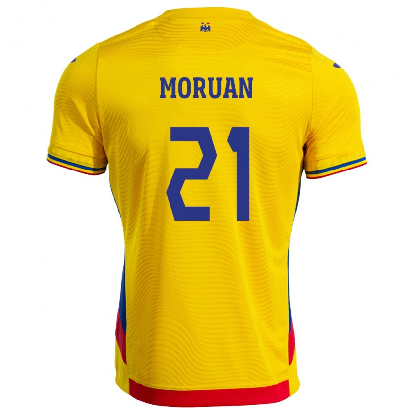 Danxen Homem Camisola Romênia Olimpiu Moruţan #21 Amarelo Principal 24-26 Camisa