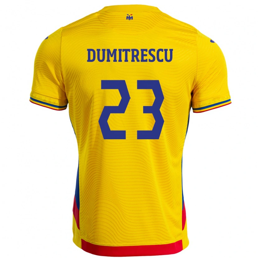 Danxen Homem Camisola Romênia Andres Dumitrescu #23 Amarelo Principal 24-26 Camisa