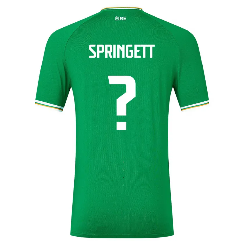 Danxen Homem Camisola Irlanda Tony Springett #0 Verde Principal 24-26 Camisa