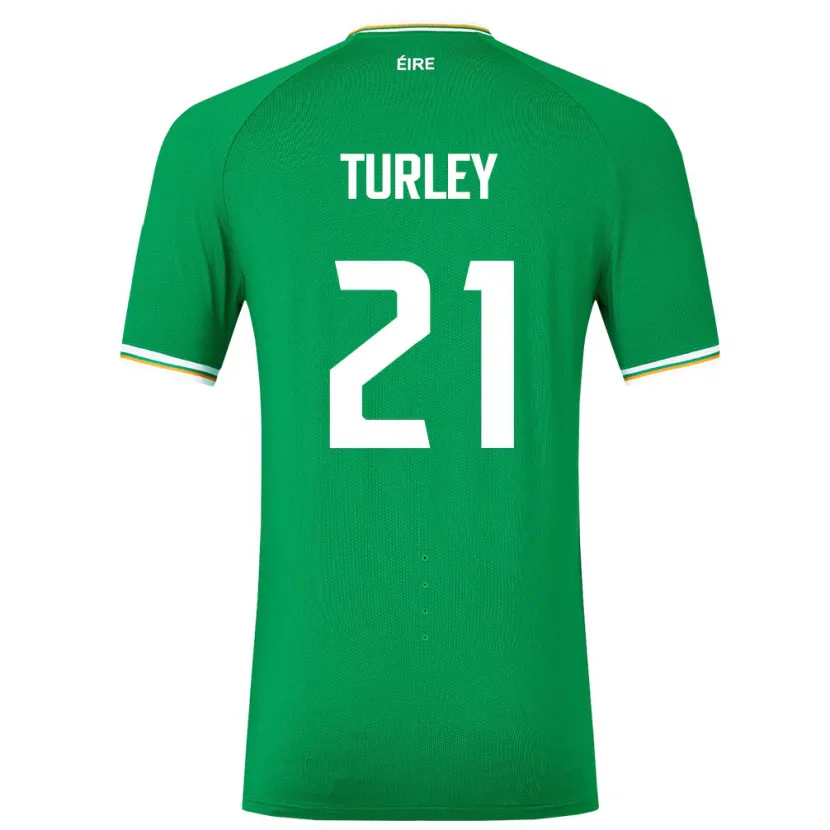 Danxen Homem Camisola Irlanda Freddie Turley #21 Verde Principal 24-26 Camisa
