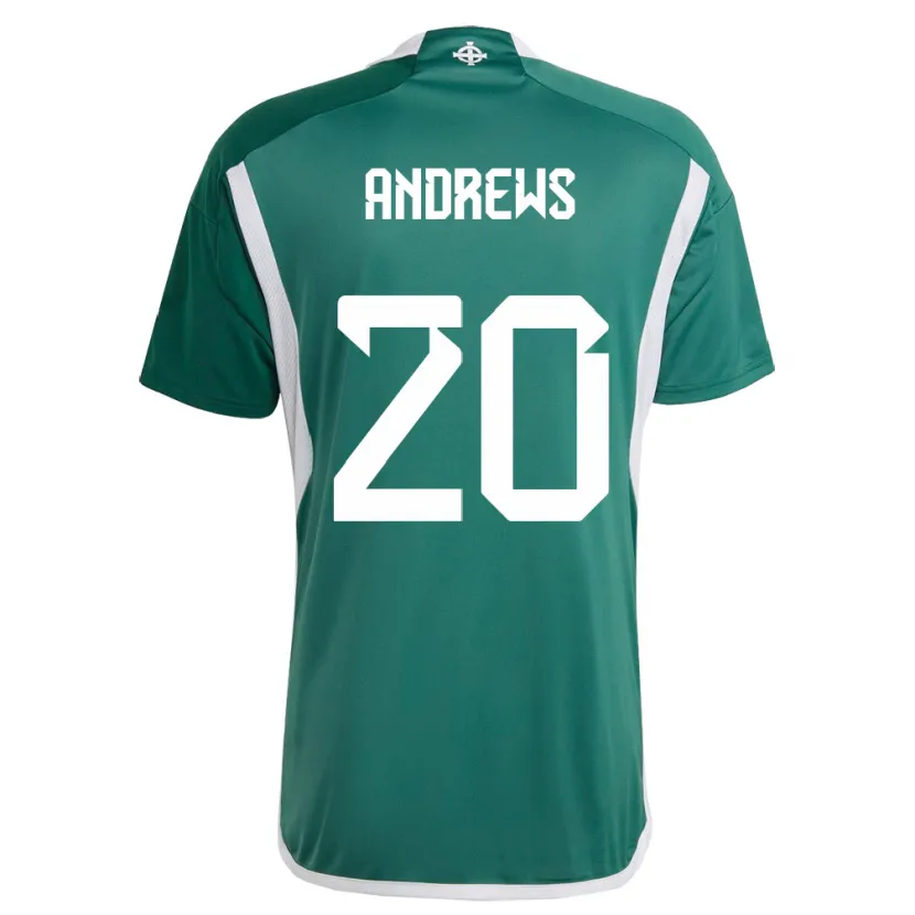 Danxen Homem Camisola Irlanda Do Norte Joely Andrews #20 Verde Principal 24-26 Camisa