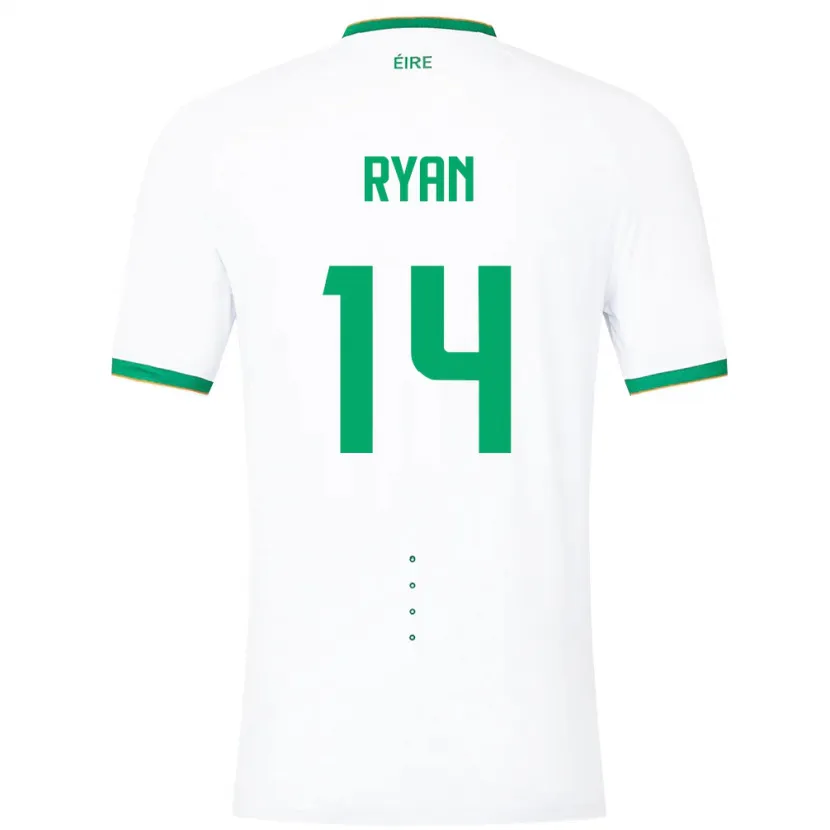 Danxen Homem Camisola Irlanda John Ryan #14 Branco Alternativa 24-26 Camisa