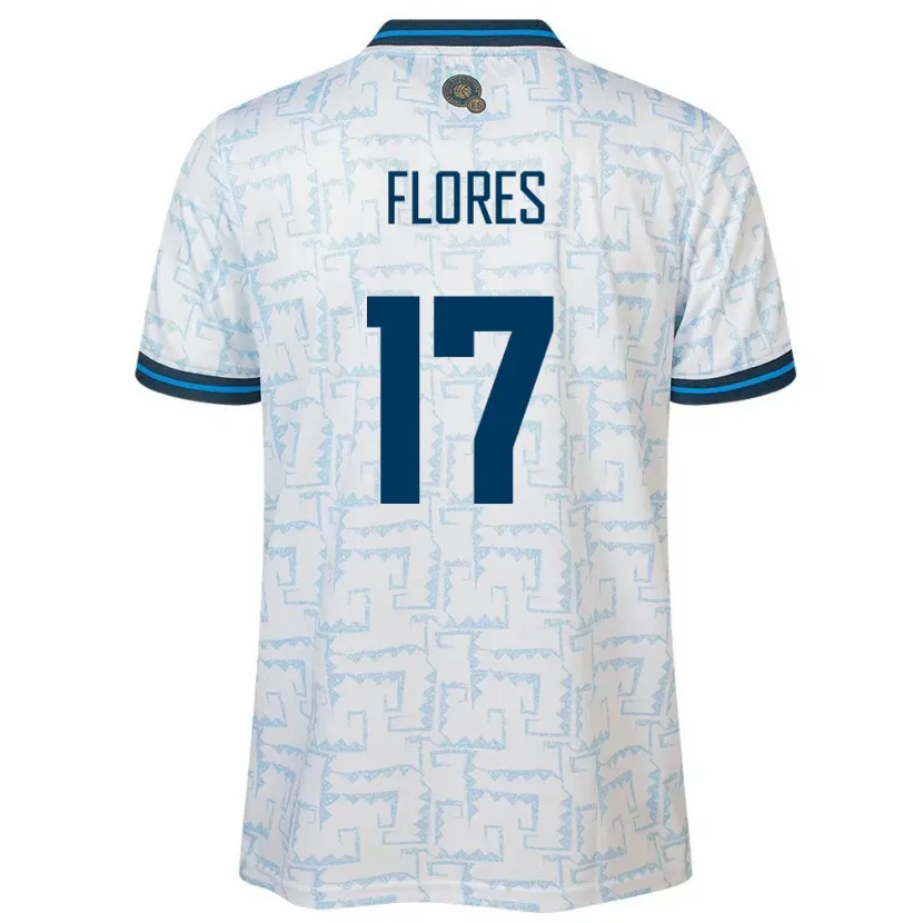 Danxen Homem Camisola El Salvador Diego Flores #17 Branco Alternativa 24-26 Camisa