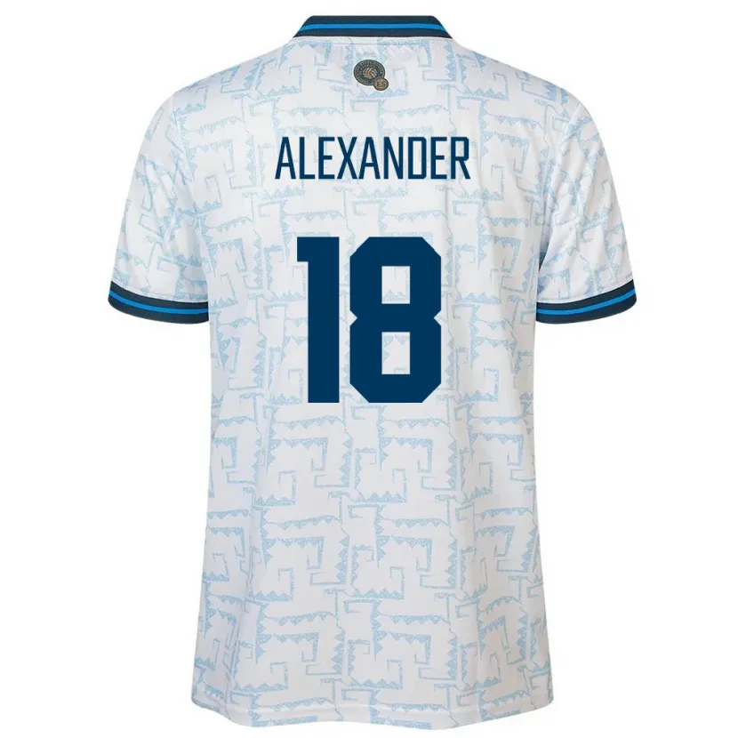Danxen Homem Camisola El Salvador Alexander Aguilar #18 Branco Alternativa 24-26 Camisa