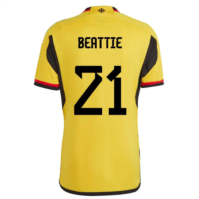 Danxen Homem Camisola Irlanda Do Norte Kerry Beattie #21 Branco Alternativa 24-26 Camisa