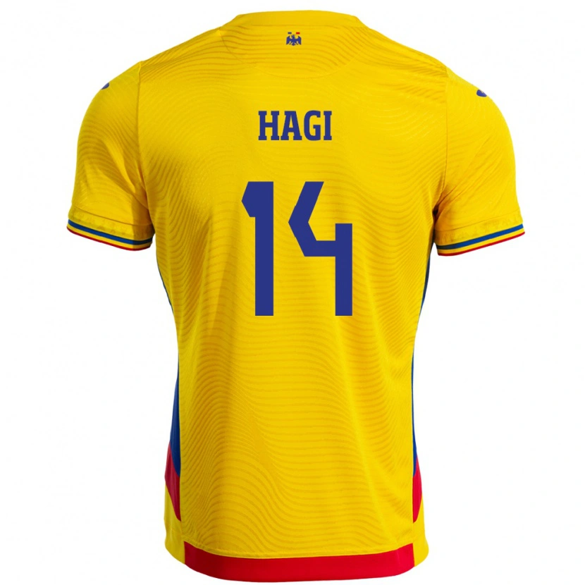 Danxen Mulher Camisola Romênia Ianis Hagi #14 Amarelo Principal 24-26 Camisa