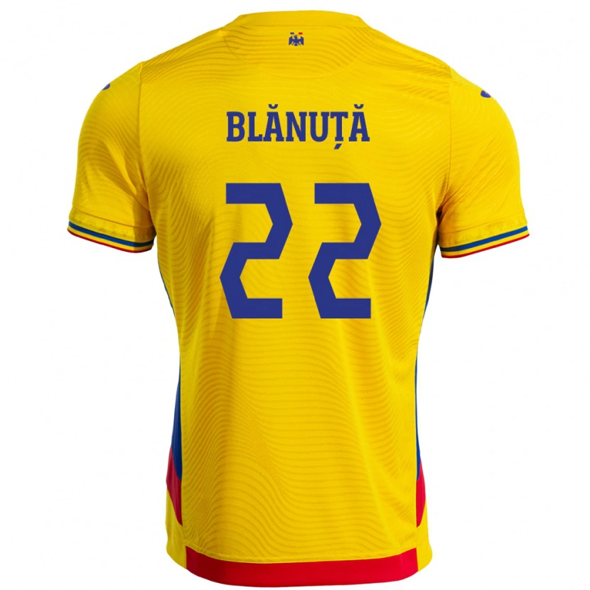 Danxen Mulher Camisola Romênia Vladislav Blănuță #22 Amarelo Principal 24-26 Camisa