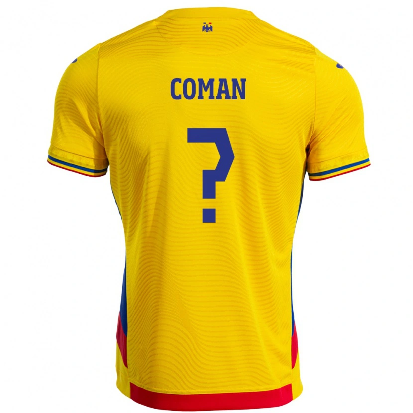 Danxen Mulher Camisola Romênia Rareș Coman #0 Amarelo Principal 24-26 Camisa