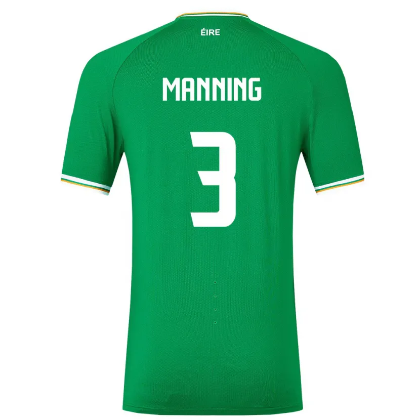 Danxen Mulher Camisola Irlanda Ryan Manning #3 Verde Principal 24-26 Camisa