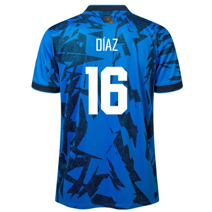Danxen Mulher Camisola El Salvador Wilber Díaz #16 Azul Principal 24-26 Camisa
