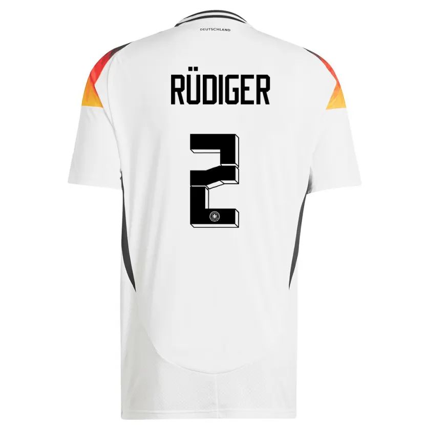 Danxen Criança Camisola Alemanha Antonio Rudiger #2 Branco Principal 24-26 Camisa