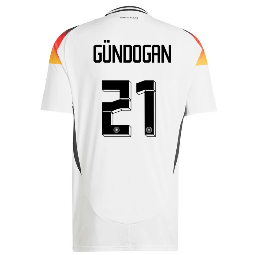 Danxen Criança Camisola Alemanha Ilkay Gundogan #21 Branco Principal 24-26 Camisa