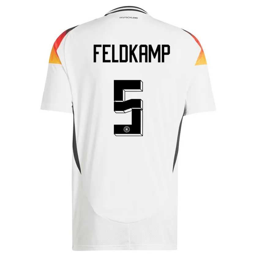 Danxen Criança Camisola Alemanha Jana Feldkamp #5 Branco Principal 24-26 Camisa