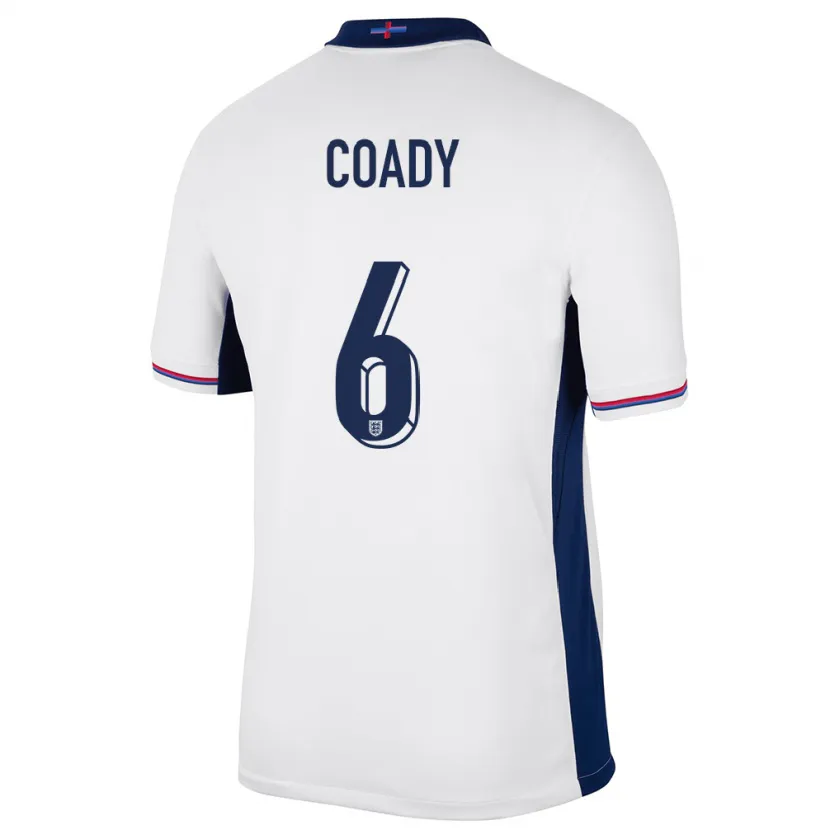Danxen Criança Camisola Inglaterra Conor Coady #6 Branco Principal 24-26 Camisa