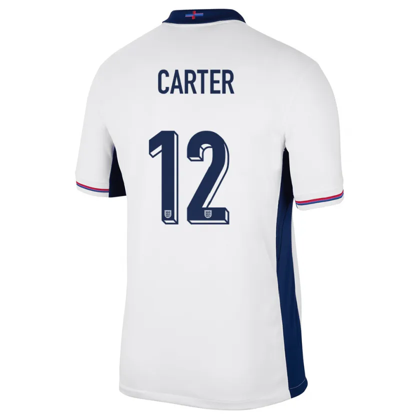 Danxen Criança Camisola Inglaterra Jess Carter #12 Branco Principal 24-26 Camisa