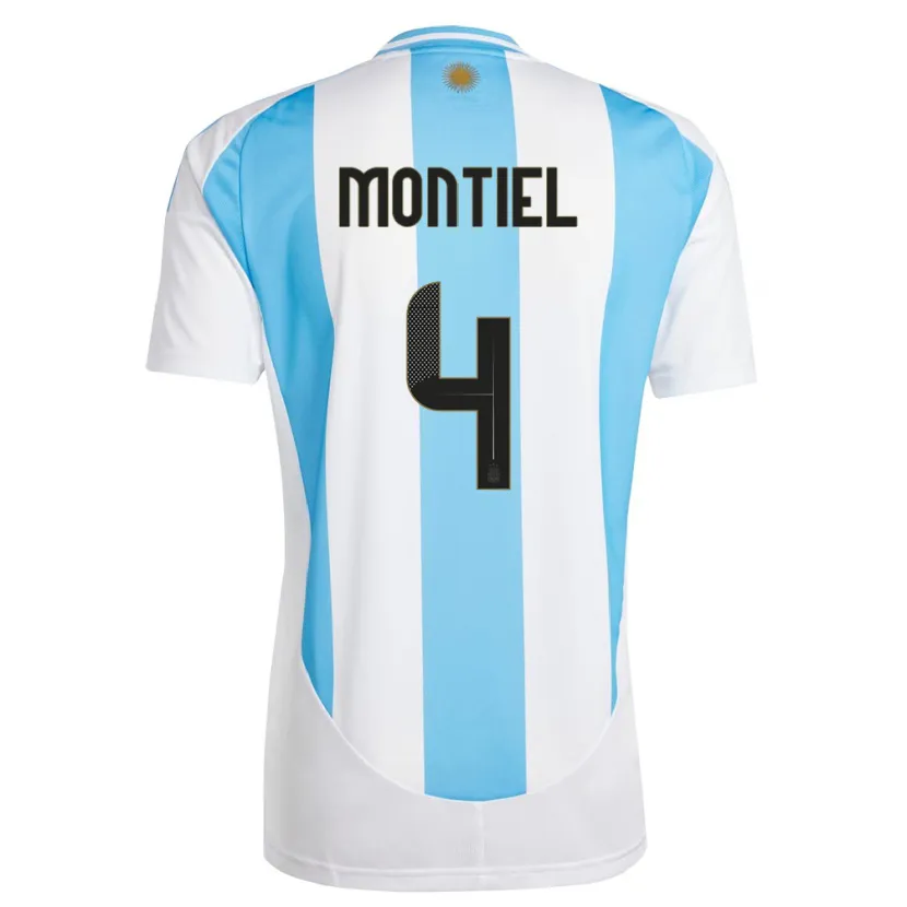 Danxen Criança Camisola Argentina Gonzalo Montiel #4 Branco Azul Principal 24-26 Camisa
