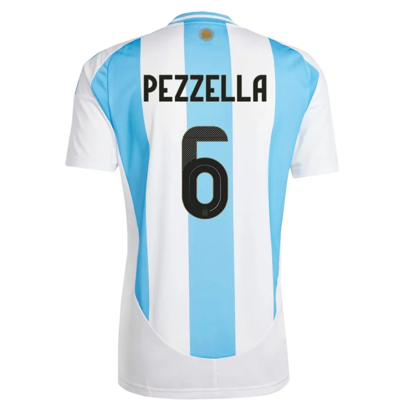 Danxen Criança Camisola Argentina German Pezzella #6 Branco Azul Principal 24-26 Camisa