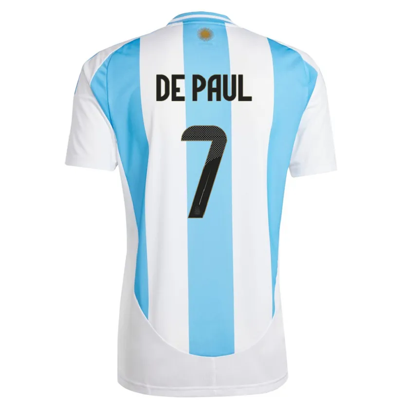 Danxen Criança Camisola Argentina Rodrigo De Paul #7 Branco Azul Principal 24-26 Camisa
