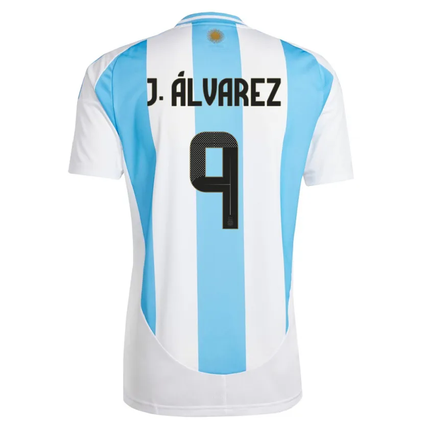 Danxen Criança Camisola Argentina Julian Alvarez #9 Branco Azul Principal 24-26 Camisa