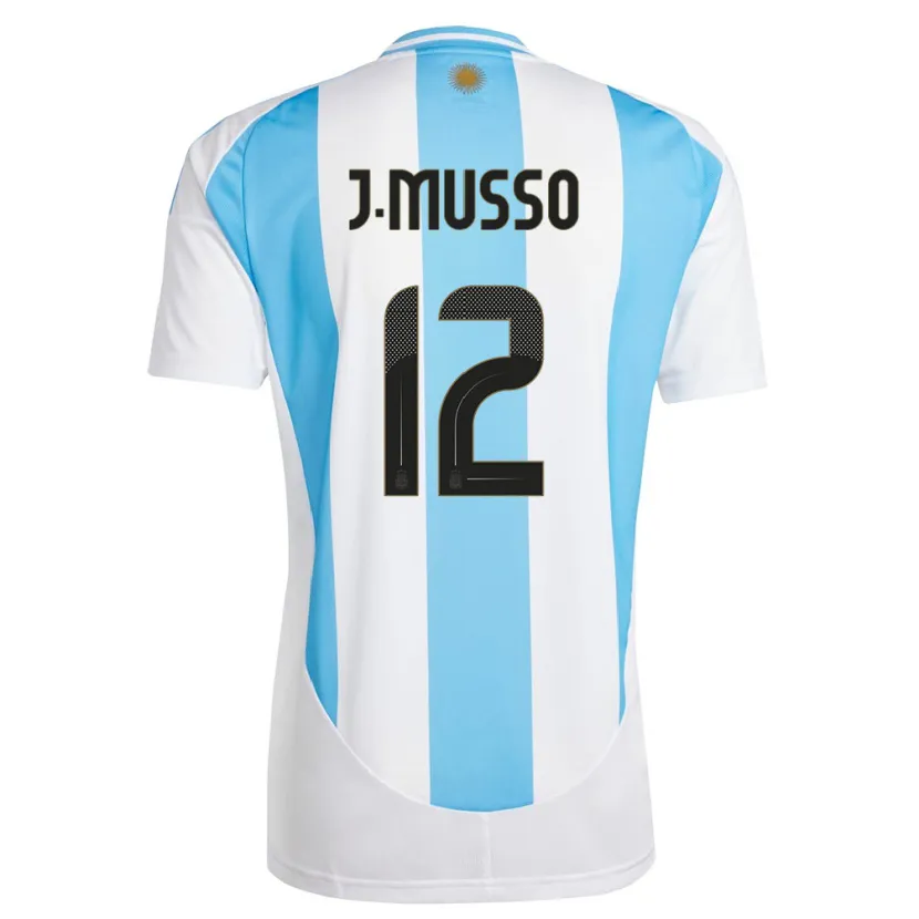 Danxen Criança Camisola Argentina Juan Musso #12 Branco Azul Principal 24-26 Camisa