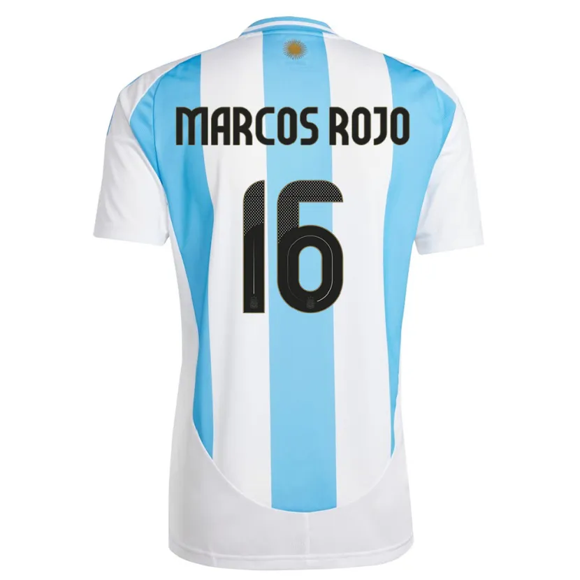 Danxen Criança Camisola Argentina Marcos Rojo #16 Branco Azul Principal 24-26 Camisa