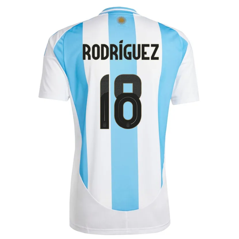 Danxen Criança Camisola Argentina Guido Rodriguez #18 Branco Azul Principal 24-26 Camisa