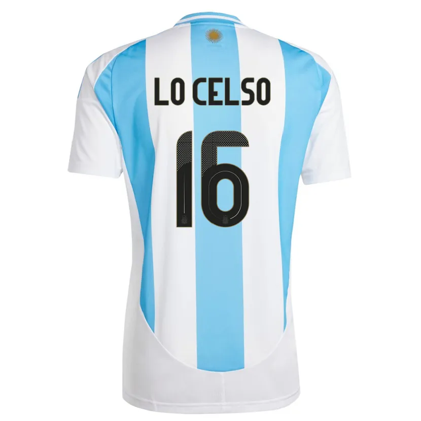 Danxen Criança Camisola Argentina Giovani Lo Celso #16 Branco Azul Principal 24-26 Camisa