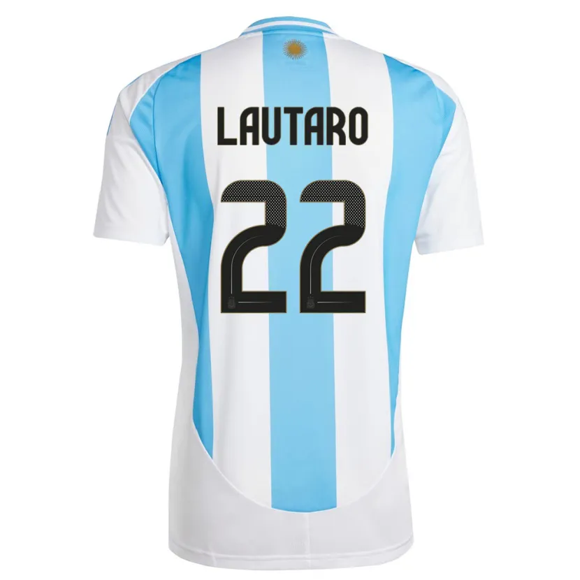 Danxen Criança Camisola Argentina Lautaro Martinez #22 Branco Azul Principal 24-26 Camisa
