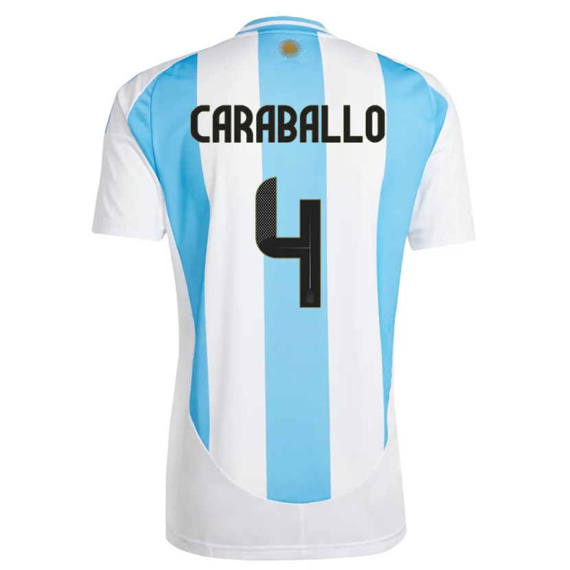 Danxen Criança Camisola Argentina Brian Caraballo #4 Branco Azul Principal 24-26 Camisa
