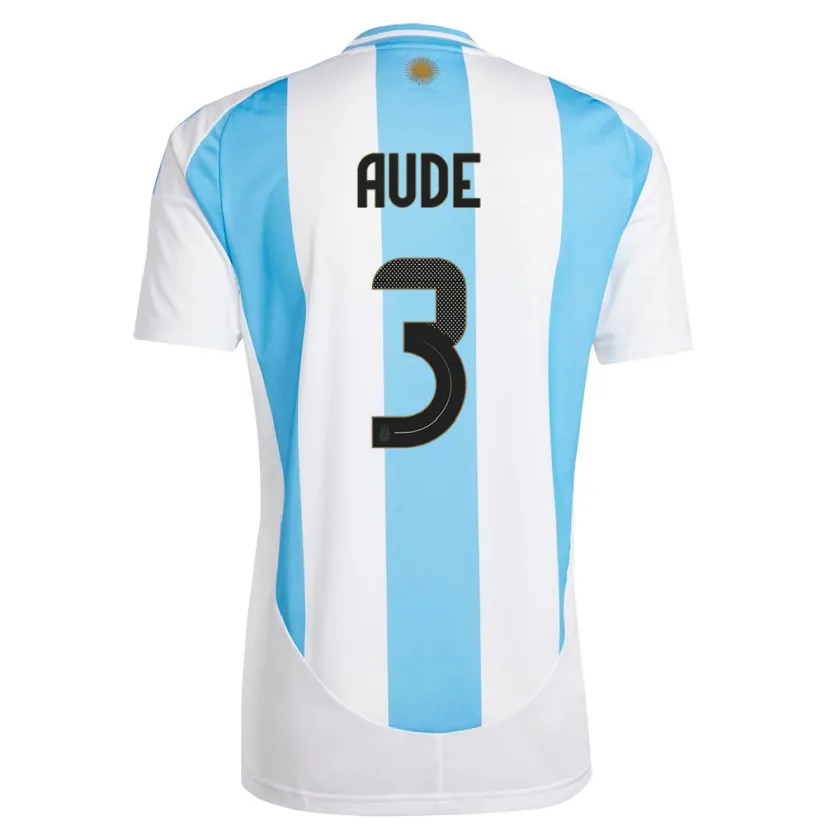 Danxen Criança Camisola Argentina Julian Aude #3 Branco Azul Principal 24-26 Camisa