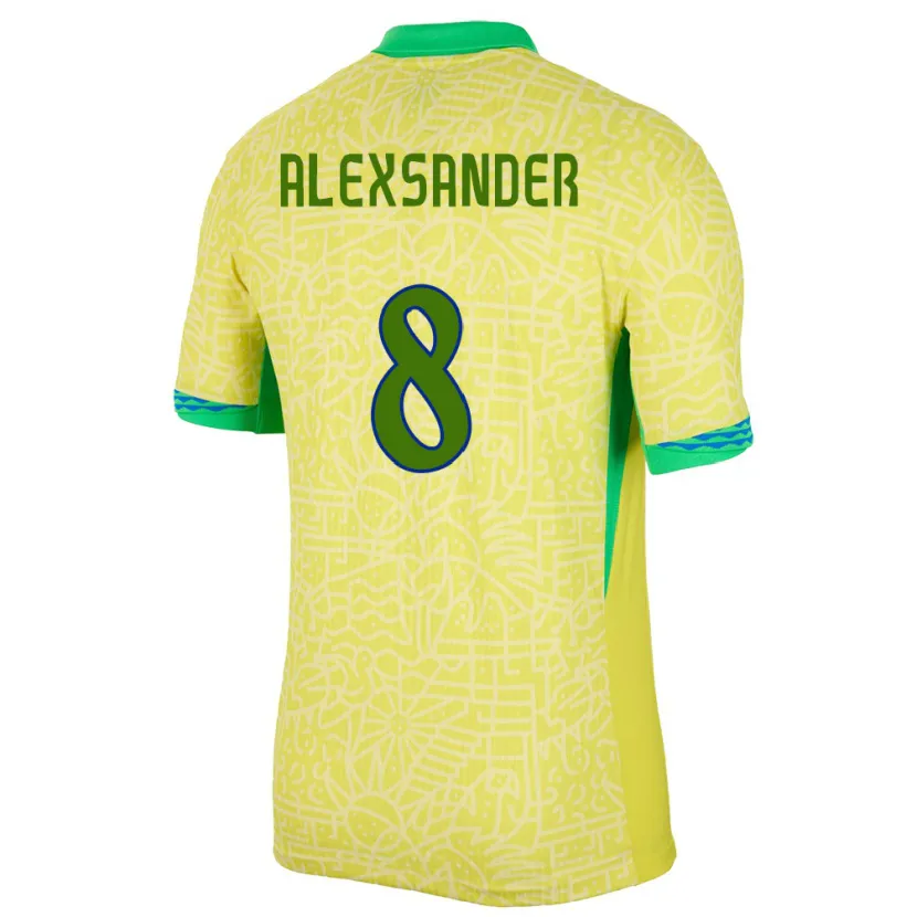 Danxen Criança Camisola Brasil Alexsander #8 Amarelo Principal 24-26 Camisa