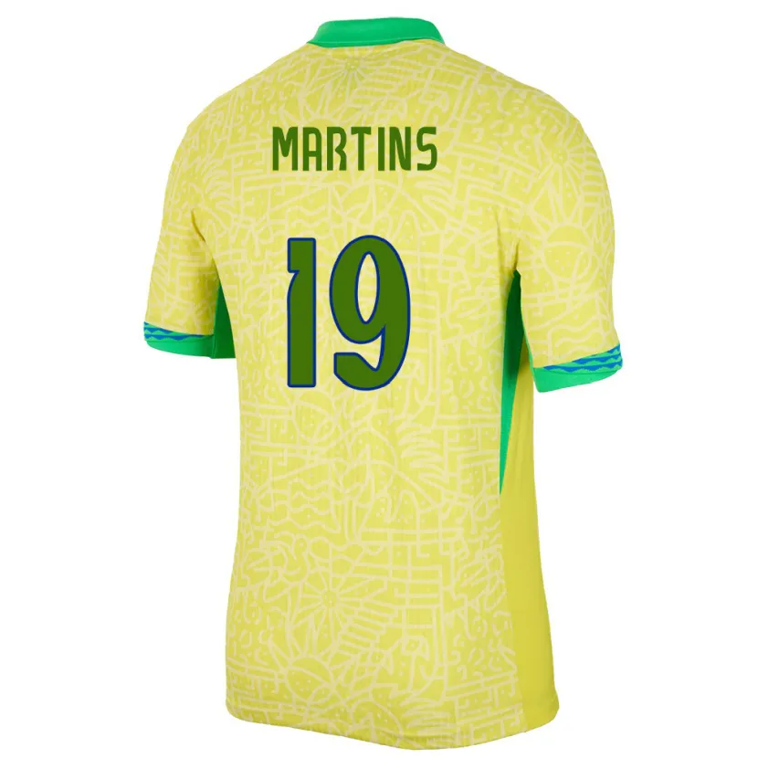 Danxen Criança Camisola Brasil Matheus Martins #19 Amarelo Principal 24-26 Camisa