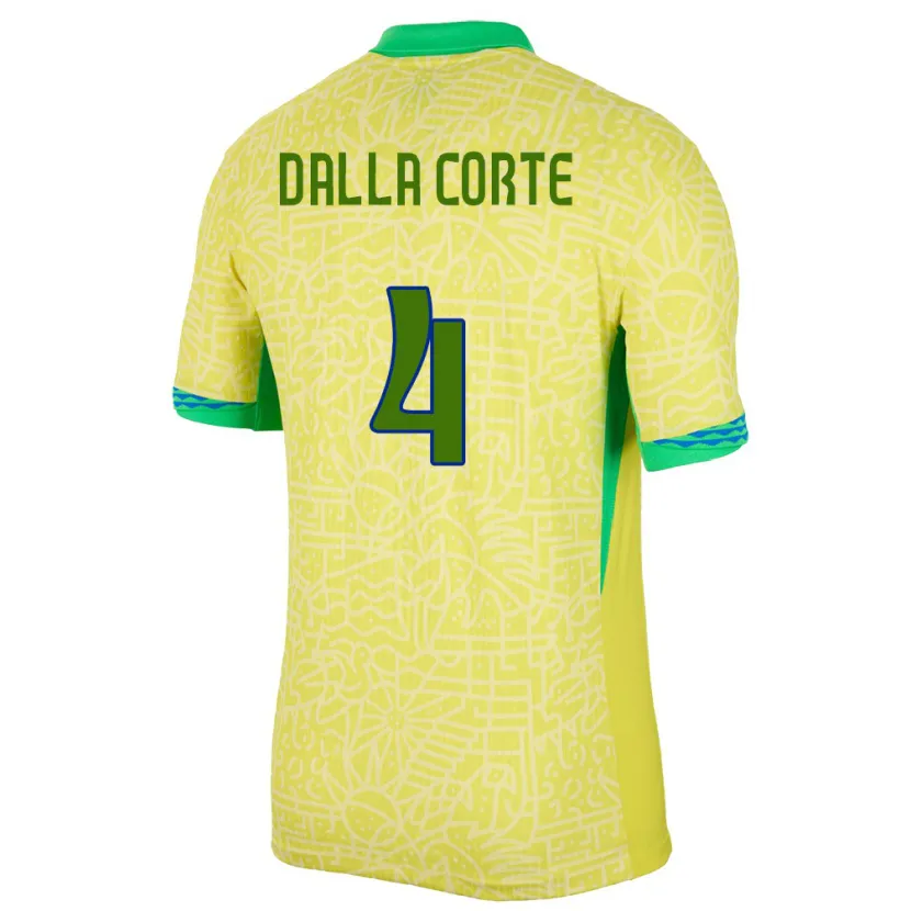 Danxen Criança Camisola Brasil Joao Dalla Corte #4 Amarelo Principal 24-26 Camisa