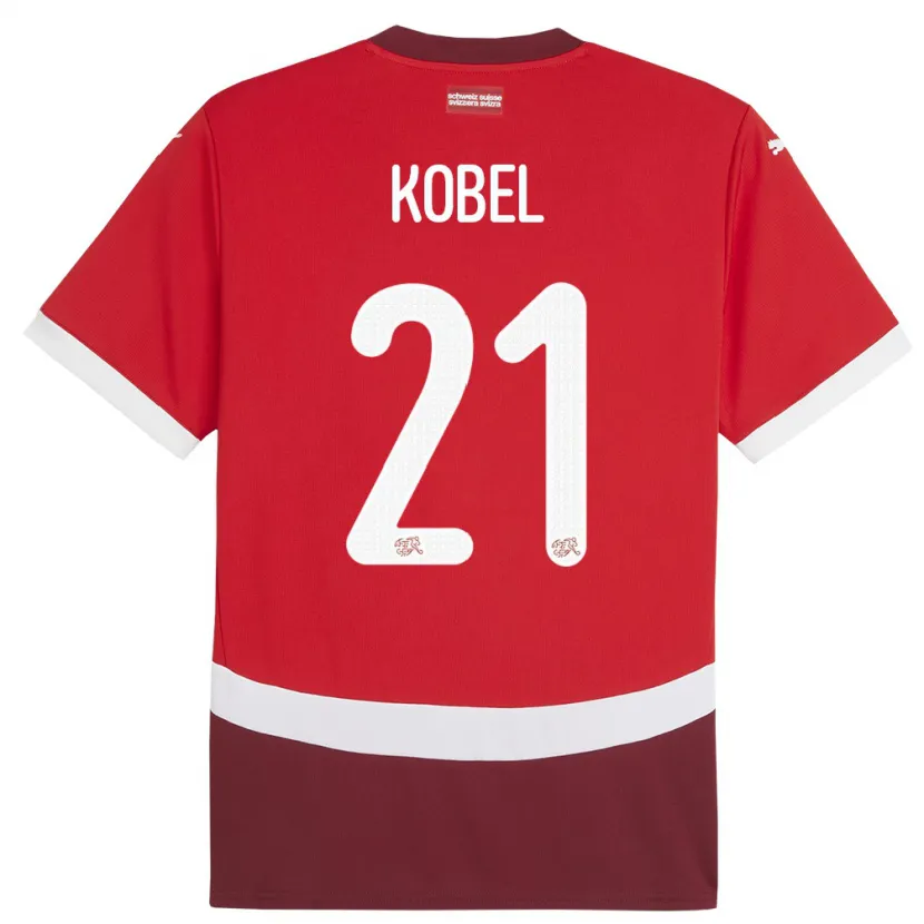 Danxen Criança Camisola Suiça Gregor Kobel #21 Vermelho Principal 24-26 Camisa